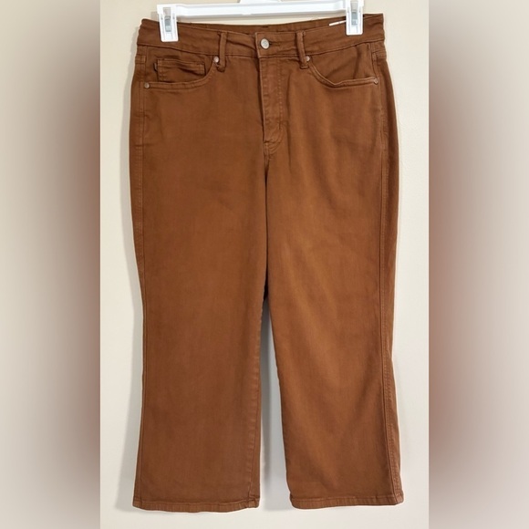 Judy Blue Brown High Waist Tummy Control Wide Leg Cropped Jeans - Picture 1 of 11